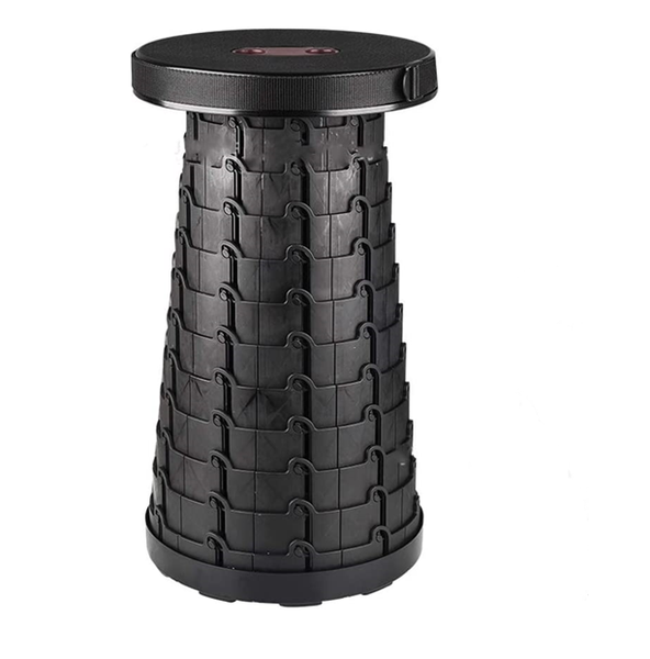 Portable Telescopic Retractable Camping Stool - Black