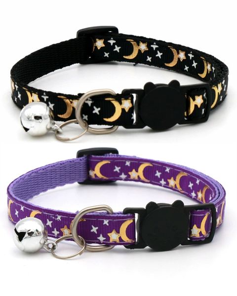 2 Piece Breakaway Cat Collar with Bells, Glow in The Dark, Adjustable