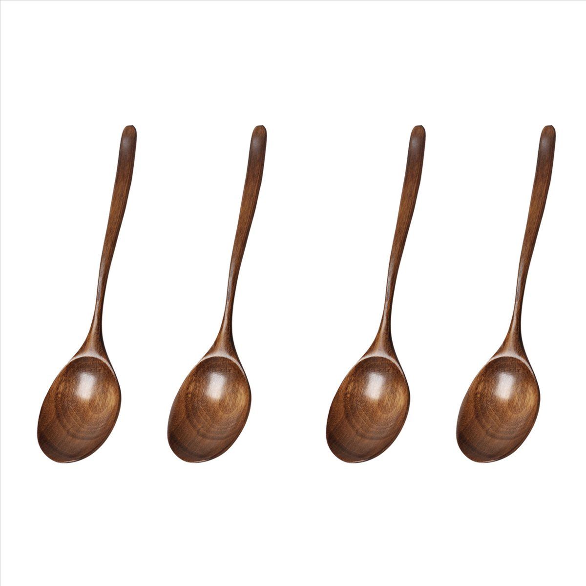Vintage Chinese Style Handcrafted Wooden Soup Spoon 2 Pcs For