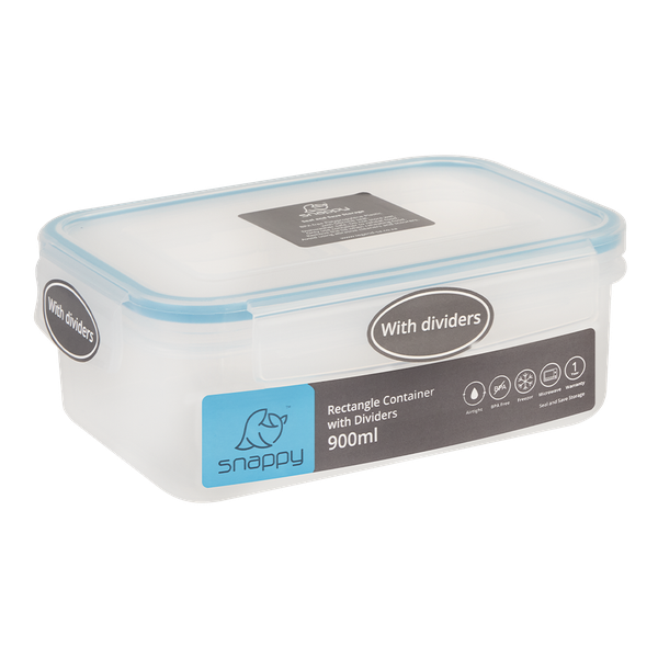 Snappy - Rectangular Food Storage Container with Dividers - 900ml