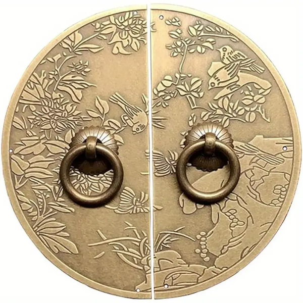 Decor DIY Vintage Brass Cabinet Pull Handles - 11cm Floral Round Set