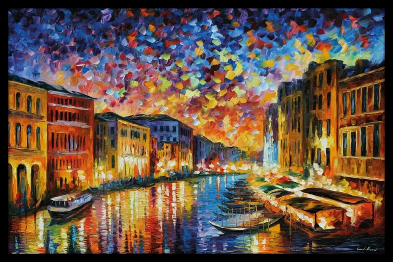 Leonid Afremov (Venice) Poster with Black Frame