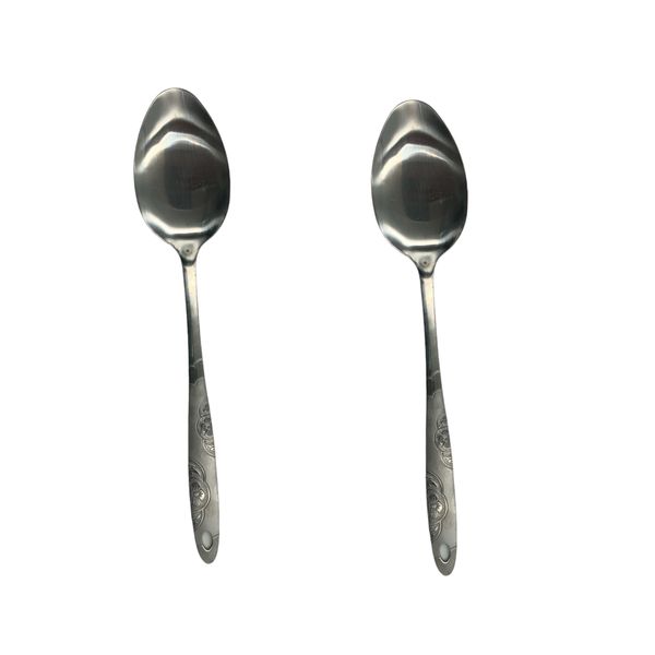 Quality Rice Embossed Design Solid Spoon Stainless Steel 2 Piece - 33cm