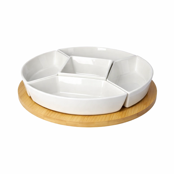 Eco Serving Set - 5 Plates, Bamboo Tray, 32cm