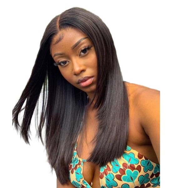 Glueless Double Drawm Bob Wig 13 X 4 Lace Frontal Straight Human Hair Wig