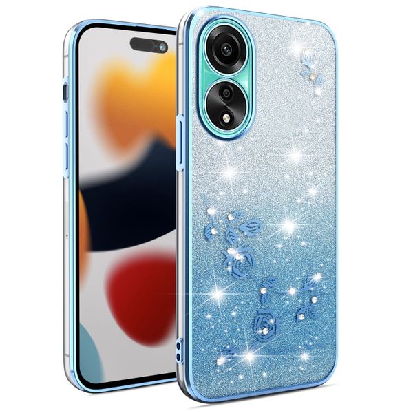 Phone Case Compatible With OPPO A78 4G Flowers Diamond Shining Cover