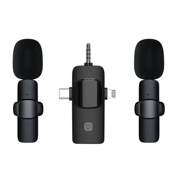 3 3-in-1 1 Wireless Lavalier Microphone, Compatible with Android or IPhone