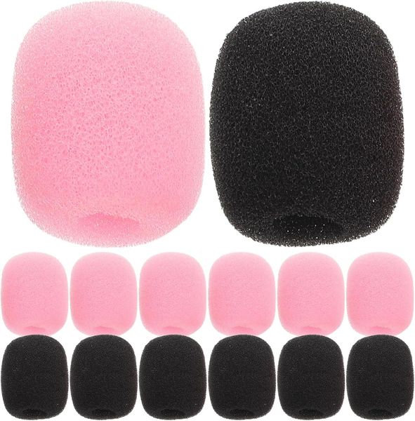 Reusable Microphone Foam Covers Windscreens for Headset Mics, Pink &amp; Black