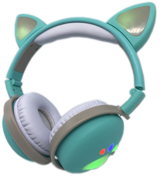 Colourful Glow (Wireless) Cat Eared Headphones BT, TF Card &amp; Aux- Dark Blue