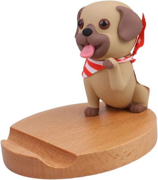 Wooden Dog Shape Desktop Smartphone Stand Cell Phone Holder