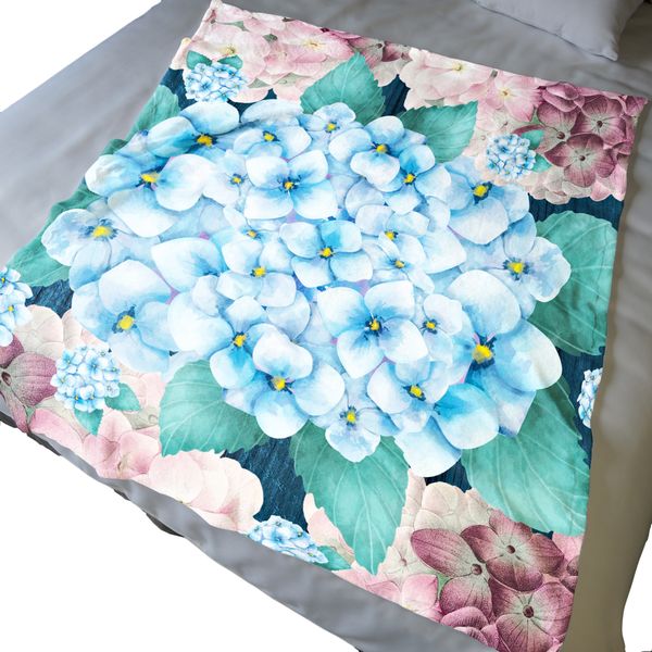 Blue &amp; Purple Floral Light Weight Fleece Blanket