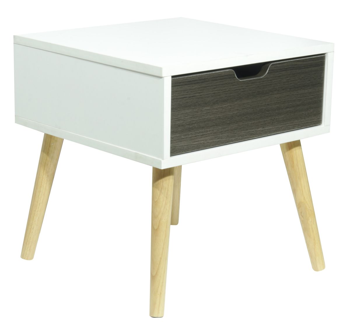 Hazlo Wooden Nightstand Bed Side Table with Storage Drawer Oak White