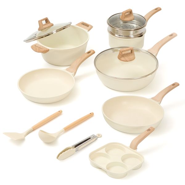 Chenshia 13Pc Premium Non-Toxic Home Kitchen Non-Stick Cookware Pan Pot Set
