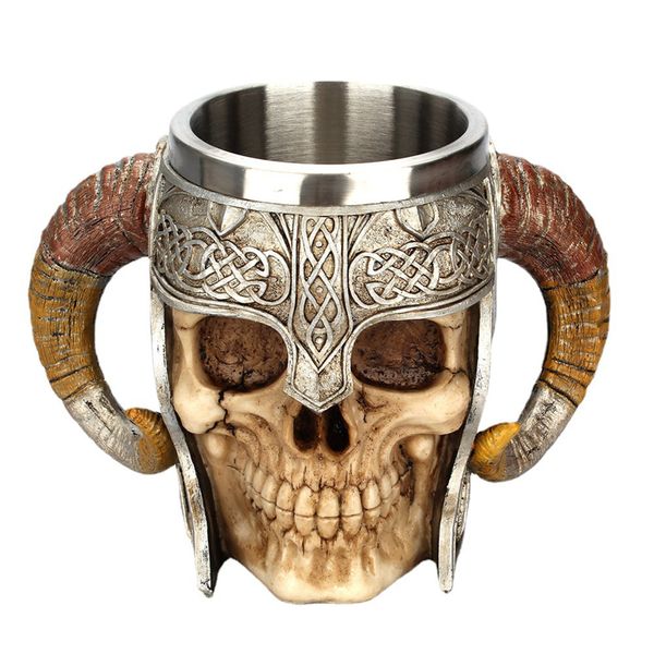Stainless Steel Coffee Mug Tea Cup Skull Beer Drinking Cup Drinkware Mug