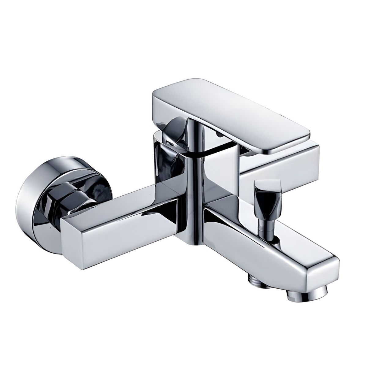 High Pressure Resistant Square Shower Faucet with Mixer Valve - Silver
