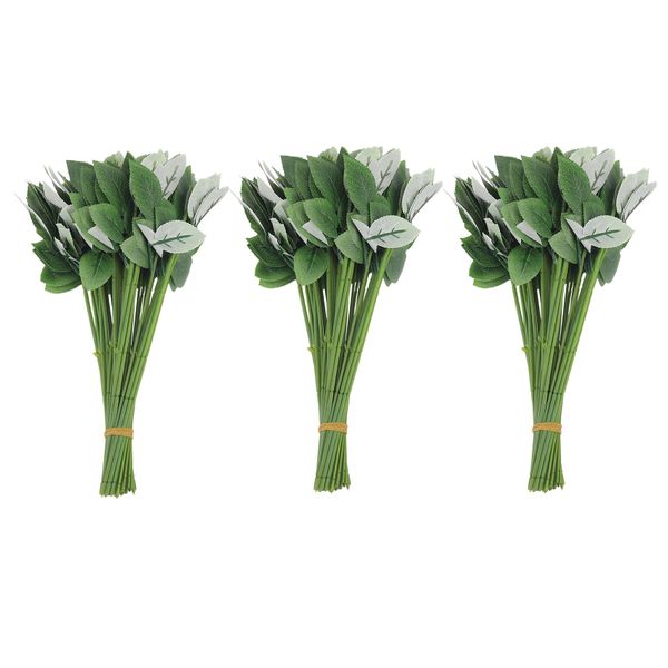 50Pcs Artificial Fake Rose Flower Stems For Bouquet Flower Leaf
