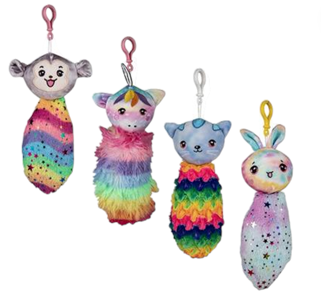 Plush Animals With Big Rainbow Tails 25cm x 4