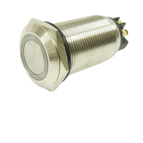 AVP19FWL3SCR12 - 19mm Latching Switch, Red Ring LED, IP65, 1N/O-1N/C