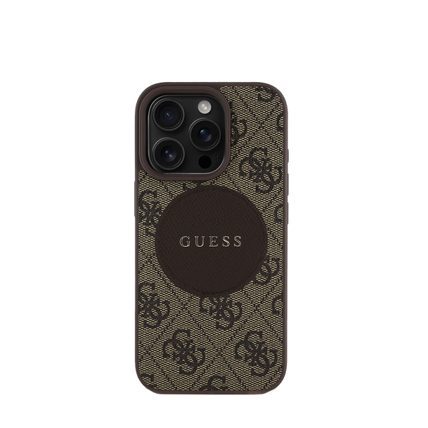 GUESS - Grained Compatible With IPhone 16 Pro Max Brown Case