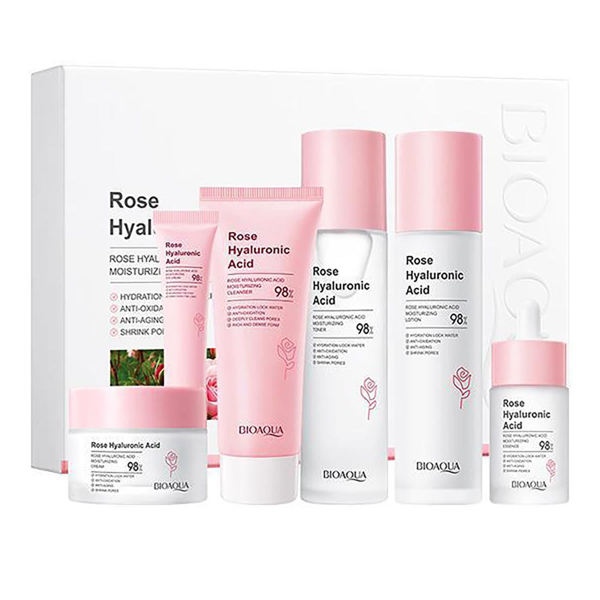 Rose Anti-aging Hydrating Hyaluronic Acid Moisturizing 6 Piece Set ...