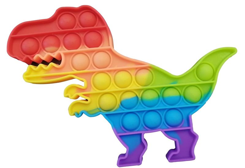 Dinosaur Shaped Pop It Fidget Toy - Rainbow