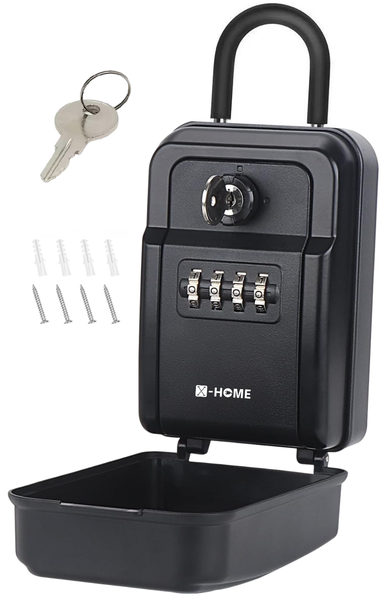 X-HOME Key Lock Box Outdoor-Portable Hook Lock/Wall Mounted-Combination/Key