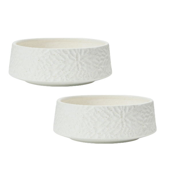 2Pcs Frosted Stone Ceramic Rice Bowl - White