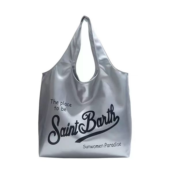 Large-Capacity silver Handbag Shopping Bag With Letter Elements