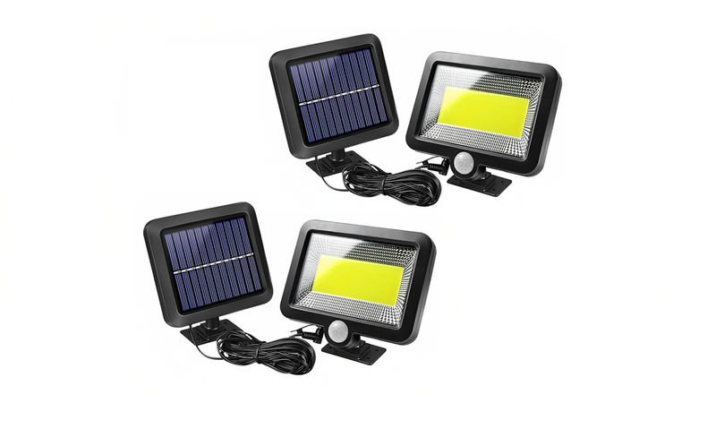 2 Pack 100 LED Split Solar Floodlight With Motion Sensor