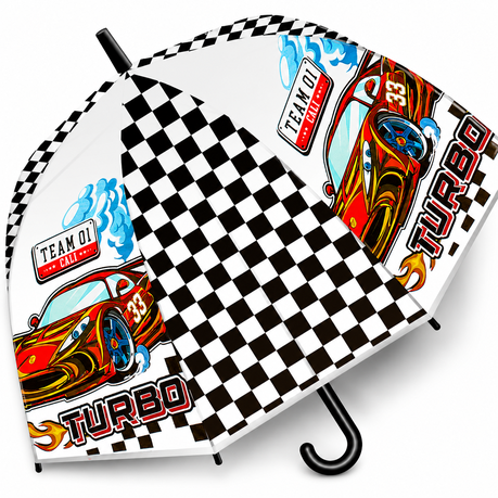 SQUIGGLE Boys Racer Kids Umbrella - Fun, Colorful & Durable Rain Protection Image