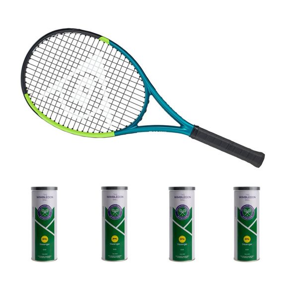 Dunlop SX Team 100 G2 Grahiphite Racket &amp; 4 Wimbledon Sea Level Tins