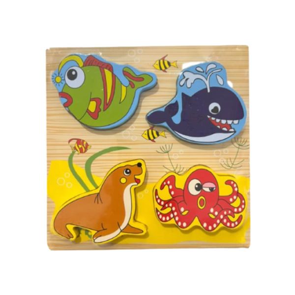 4-in-1 Wooden 3D Sea Animal Pegged Puzzle F41-71-25