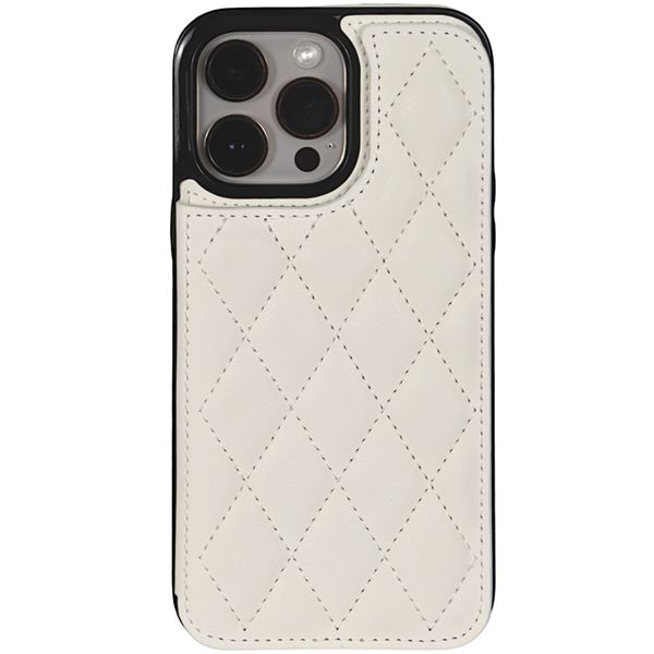 Solid White - PU Leather Phone Case with Card Holder - Iphone 15 Pro Max