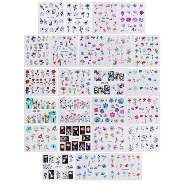 Flower Pattern Nail Art Stickers 24 Sheets