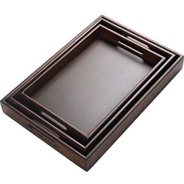 Walnut Triple Wooden Tray Tea Set (Pack of 3)