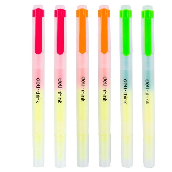 Deli Think 6 Pack Dual Tip Highlighter - U35304