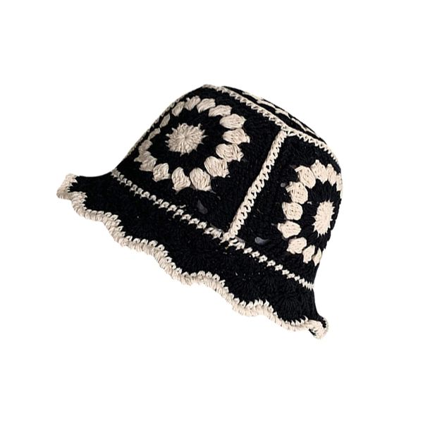 Foldable Soft Crochet Bucket Hat Handmade Stylish Beach Sun Hat for Ladies