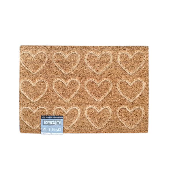 MasterMat Multi Hearts Coir Doormat Natural Coir &amp; PVC Backing - 40x60cm