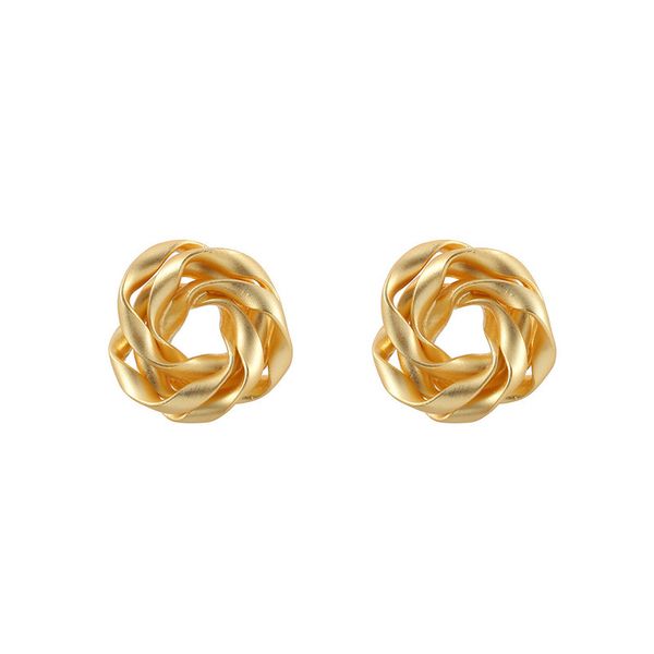 A-1368 Gold French Irregular Flower Design Stud Earrings