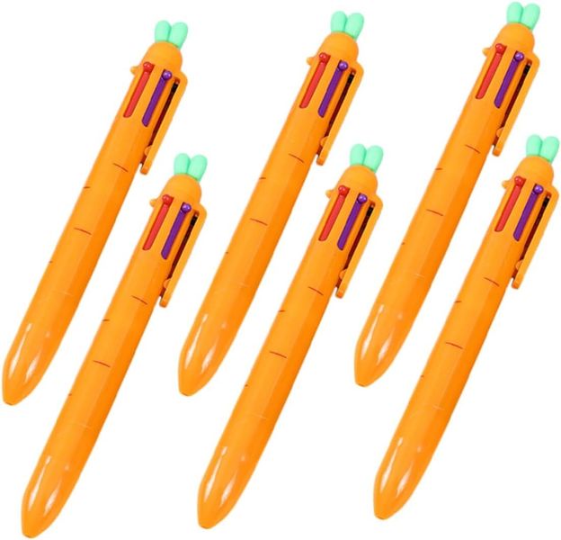 6pcs Kawaii Carrot Shape Ballpoint Pens Smooth Writing Pens for School