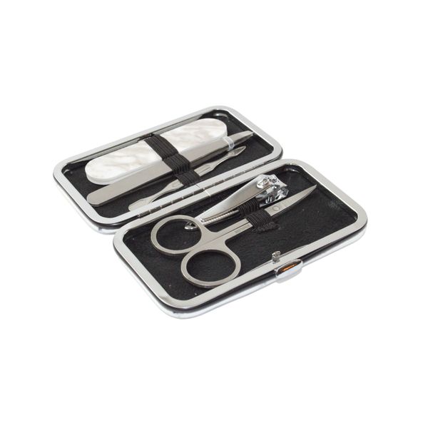 GLAM Beauty - 5 Piece Marble Metallic Manicure Set - Stainless Steel
