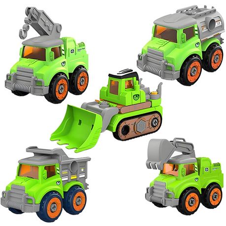 5 Pcs Kids Car Toys Take Apart Trucks Transform to Robot and Drill for Boys