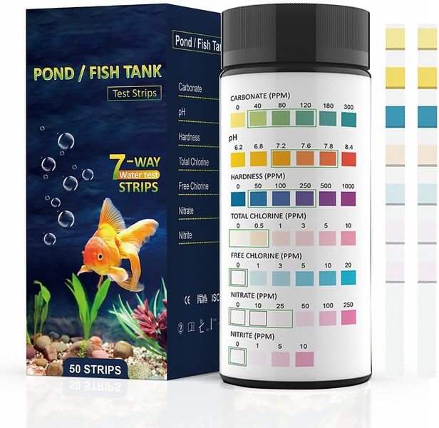 Aquarium Test Strips Kit 7-in-1 - For Fish Tanks, Freshwater &amp; Ponds