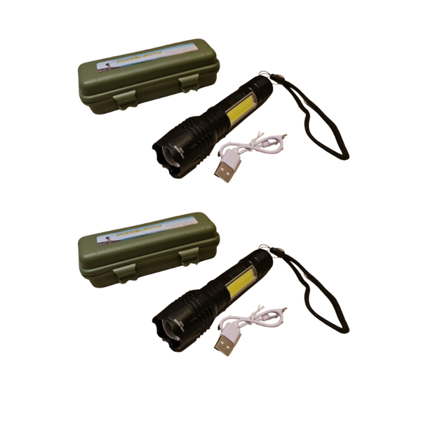 Recharchable Military Grade Torch with Built in Lantern (2 Pack)