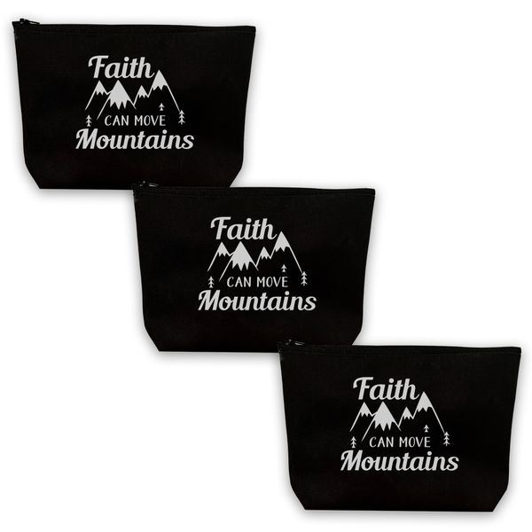Faith Can Move Mountains Make Up Bags - Set of 3