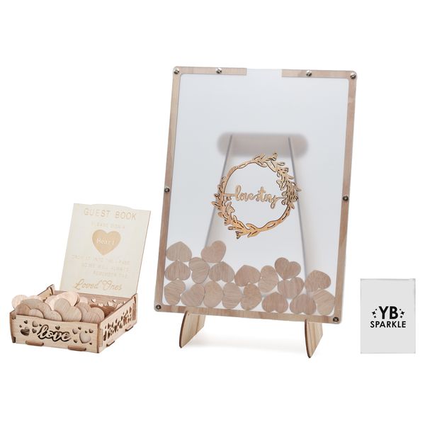 Hearts Wedding Guest Book Picture Frame Alternative &amp; Sparkle Storage Bag