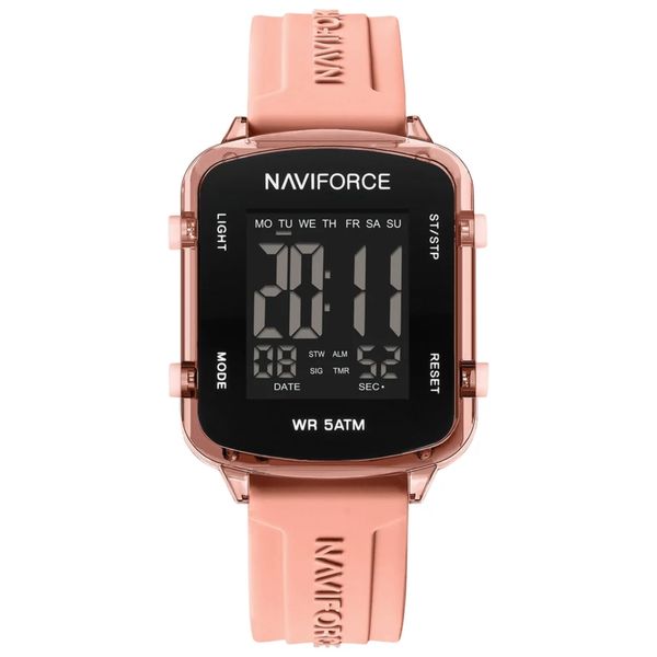 Naviforce Women's Luna LCD Digital Rubber Strap Ladies Watch Pastel Pink