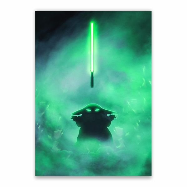 Baby Yoda Light Saber Poster - A1