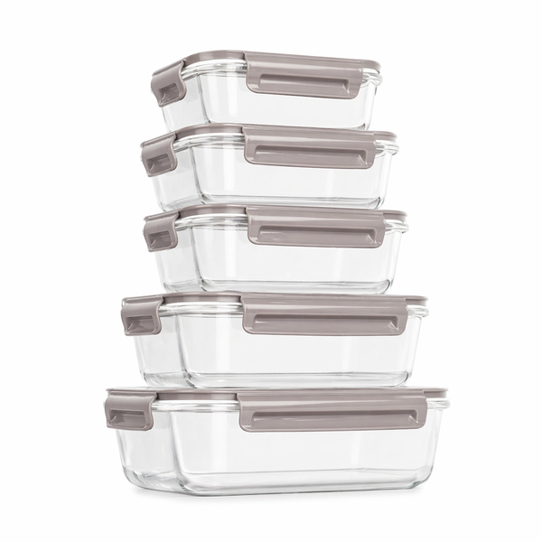 Berlinger Haus 5-Piece Glass Food Container Set - Taupe