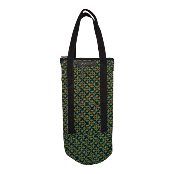 Gift Emporium Shweshwe Wine Bag - Green Pattern